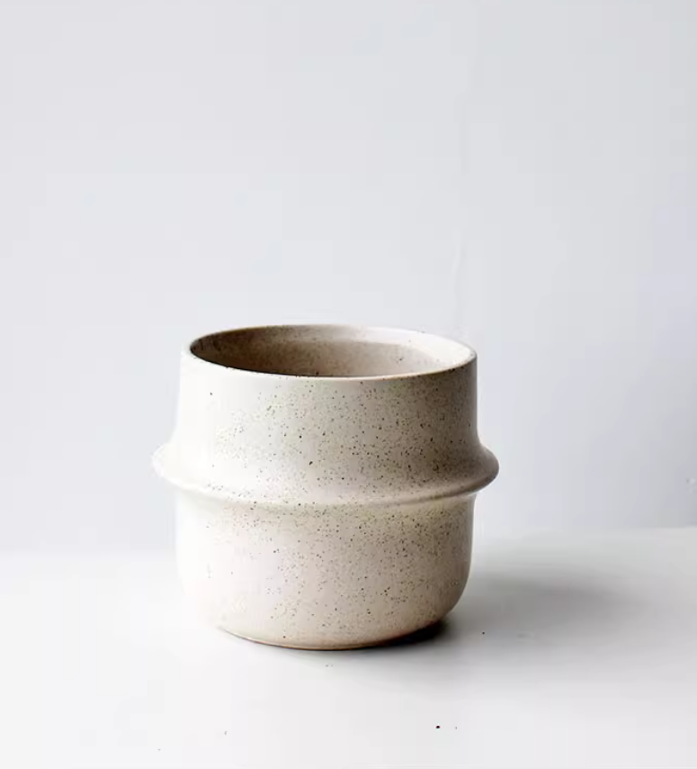 Small Ceramic Vase in Speckled Cream