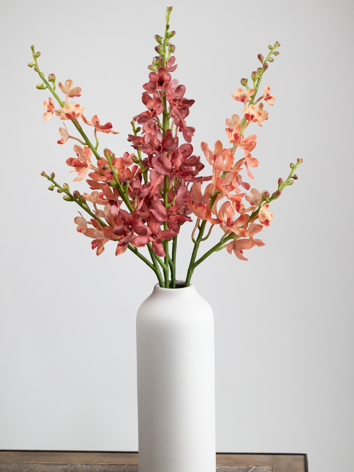 Faux Dendrobium Orchid Stem in Raspberry Red