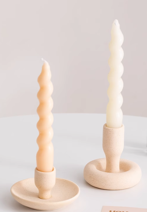 Candlestick Holder - set of 2 in Blush Pink